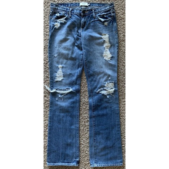 Abercrombie & Fitch Jeans 31 x 34 (6L) Emma Straight Leg Distressed 100% Cotton - Picture 1 of 12